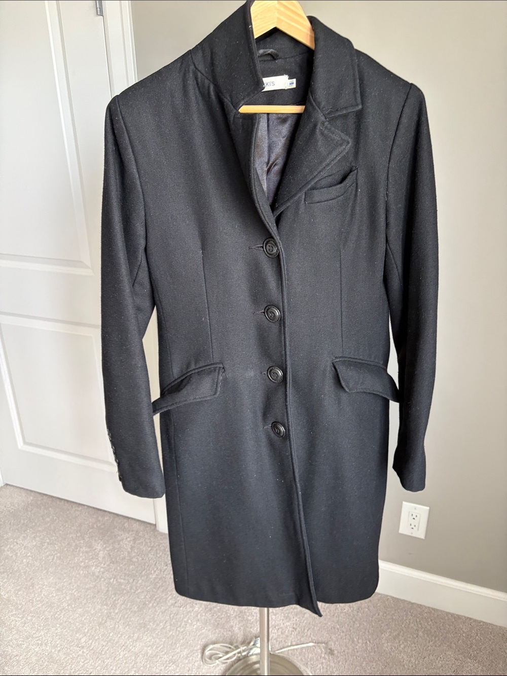 Ricki's Black Single-Breasted Wool Trench Coat - Picture 5 of 7